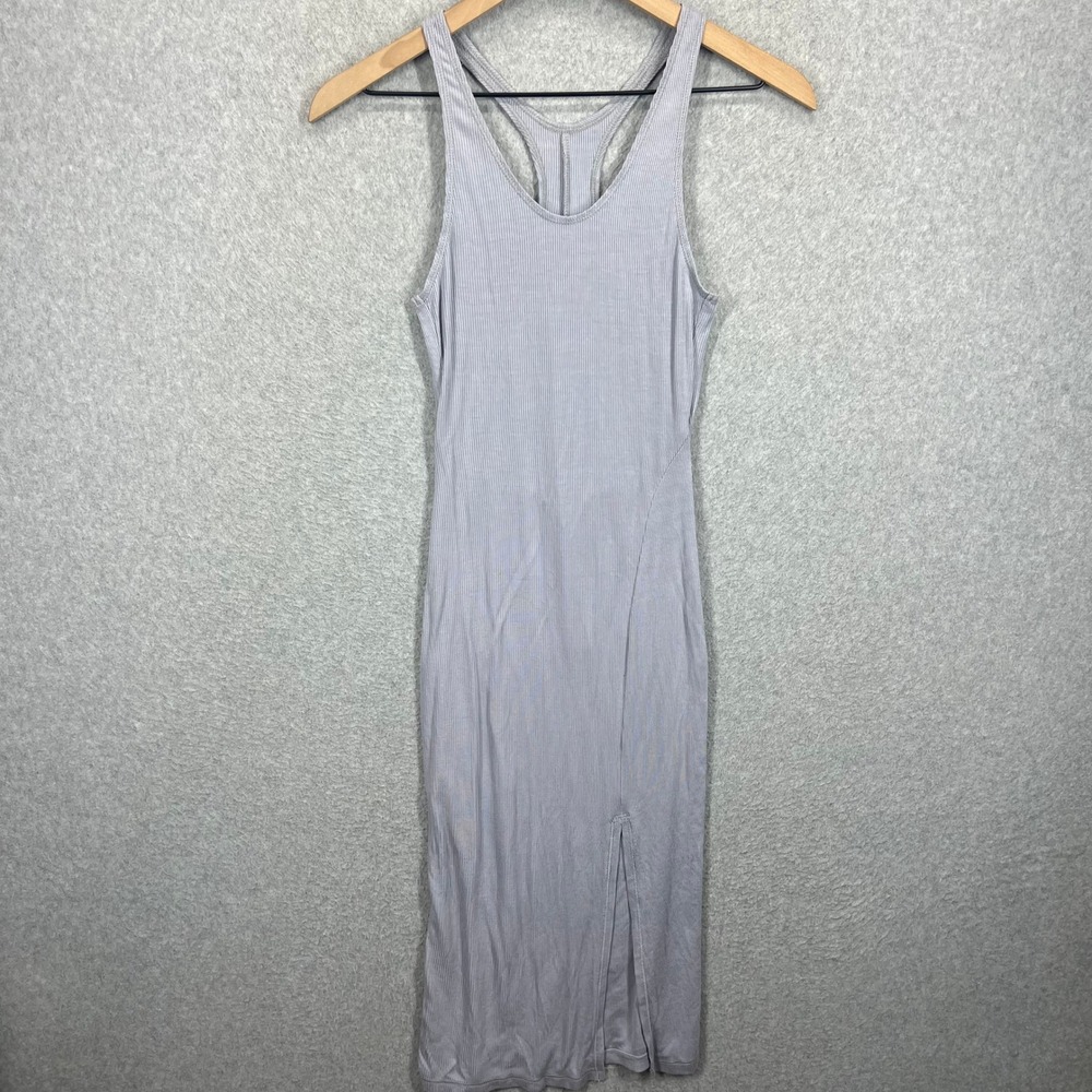 Anthropologie Bordeaux Ribbed Racerback Midi Dress Women XXS Silver Backless NWT
